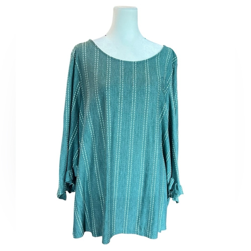 W5 Green Ribbed Three Quarter Sleeve Tunic